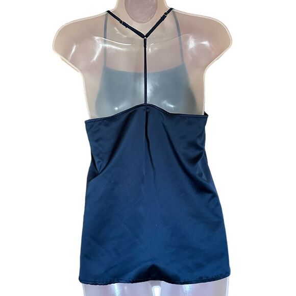 Stars Above Metallic Navy Blue Flowy Satiny Cami Tank Top Night Shirt - Picture 2 of 5